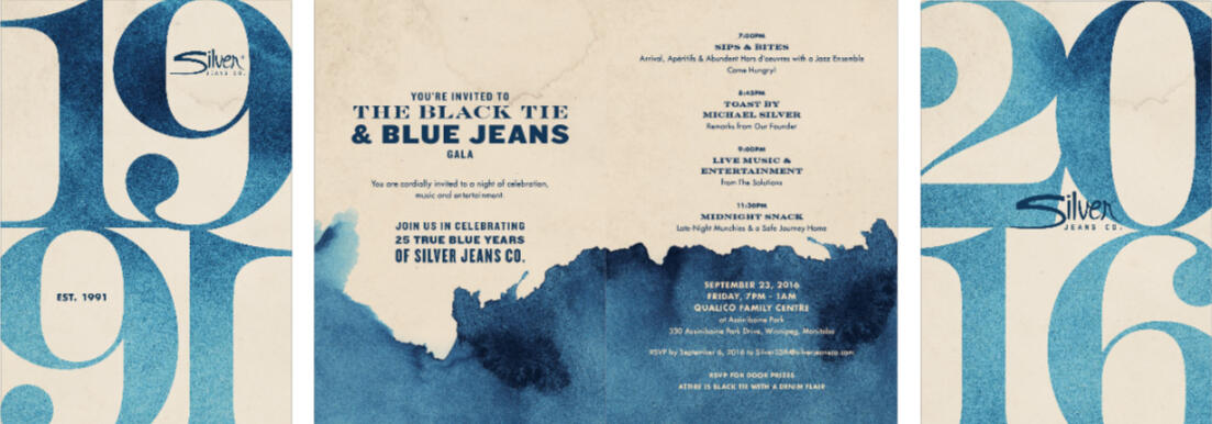 Silver Jeans Anniversary Invite